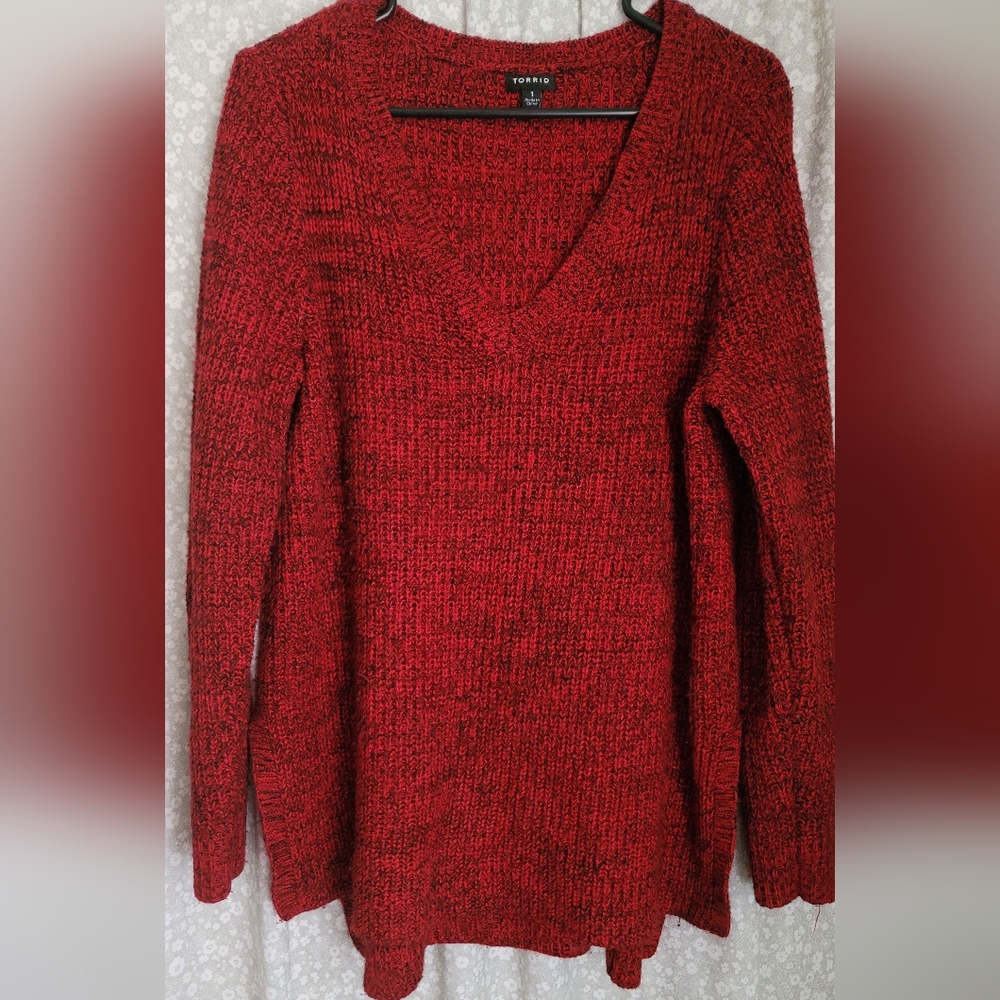 Torrid Marled Knit VNeck Tunic Sweater